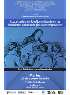 Cartel de la Cátedra inaugural del ciclo 2024B de la Maestría en Estudios Filosóficos Cartel de la Cátedra inaugural del ciclo 2024B de la Maestría en Estudios Filosóficos