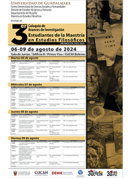 Cartel del 3er. Coloquio de Avances de Investigación de los estudiantes de la Maestría en Estudios Filosóficos