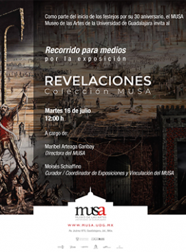 Cartel del Recorrido para medios por la exposición Revelaciones. Colección MUSA