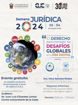 Imagen con información sobre la Semana Jurídica 2024 de CUCosta