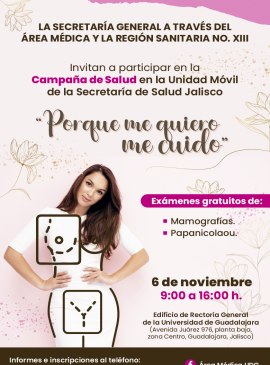 Cartel de la Campaña de salud en la Unidad Móvil de la Secretaría de Salud Jalisco