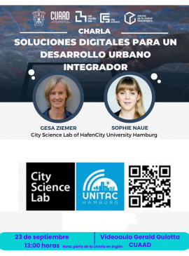 Cartel de la Charla: Soluciones digitales para un desarrollo urbano integrador