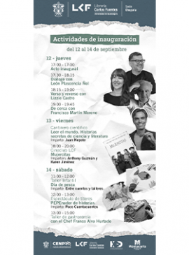 Cartel de la Inauguración de la Librería Carlos Fuentes, sede Chapala