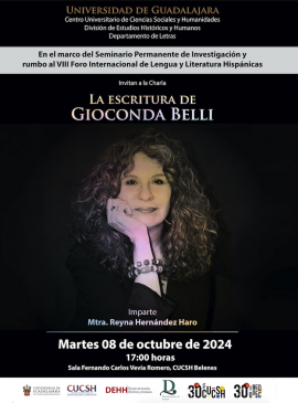 Cartel de la Charla: La escritura de Gioconda Belli