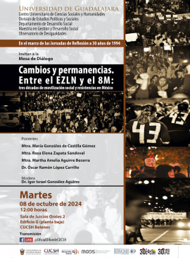 Cartel de la Mesa de diálogo: Cambios y permanencias. Entre el EZLN y el 8M Cartel de la Mesa de diálogo: Cambios y permanencias. Entre el EZLN y el 8M
