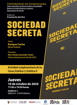 Cartel de la Presentación del libro: Sociedad secreta