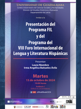 Cartel de la Presentación del Programa FIL y del Programa del VIII Foro Internacional de Lengua y Literatura Hispánicas