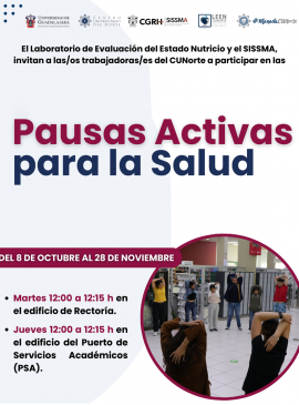 Cartel de las Pausas activas para la salud en el CUNorte