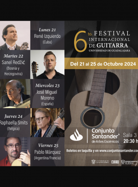 Cartel del 6to. Festival Internacional de Guitarra de la Universidad de Guadalajara