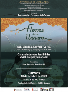 Cartel del Conversatorio y proyección de la película: Flores de la llanura