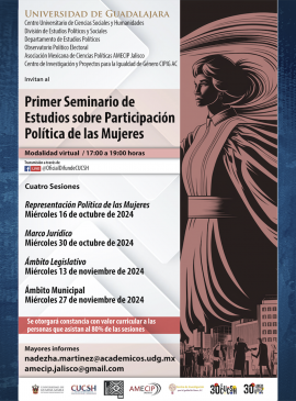 Cartel del Primer Seminario de Estudios sobre Participación Política de las Mujeres