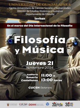 Cartel de la Conferencia y concierto: Filosofía y música