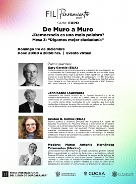 Mesa 3: Digamos mejor ciudadana, en el marco De Muro a Muro ¿Democracia es una mala palabra? Mesa 3: Digamos mejor ciudadana, en el marco De Muro a Muro ¿Democracia es una mala palabra?