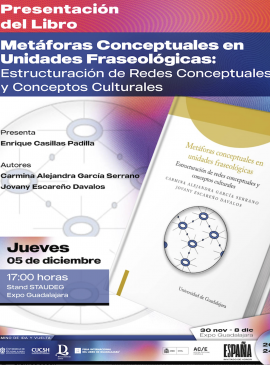Cartel de la Presentación del libro: Metáforas conceptuales en unidades fraseológicas. Estructuración de redes conceptuales y conceptos culturales Cartel de la Presentación del libro: Metáforas conceptuales en unidades fraseológicas. Estructuración de redes conceptuales y conceptos culturales