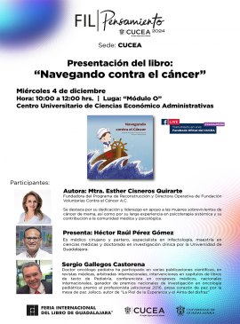 Cartel de la Presentación del libro: Navegando contra el cáncer