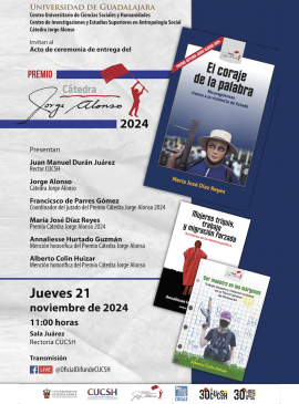 Cartel del Acto de ceremonia de entrega del Premio Cátedra Jorge Alonso 2024