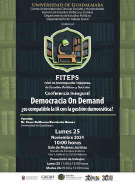 Cartel de la Conferencia inaugural: Democracia On Demand ¿Es compatible la IA con la gestión democrática?