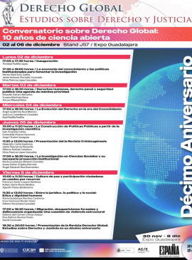 Cartel del Conversatorio sobre Derecho Global: 10 años de ciencia abierta Cartel del Conversatorio sobre Derecho Global: 10 años de ciencia abierta