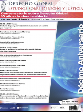 Cartel del Conversatorio sobre Derecho Global: 10 años de ciencia abierta Cartel del conversatorio sobre Derecho Global: 10 años de ciencia abierta