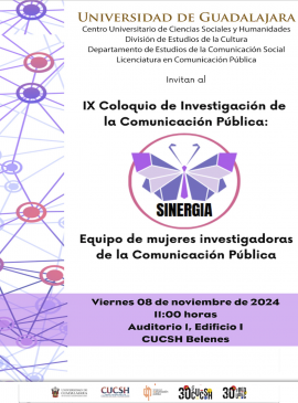 Cartel del IX Coloquio de Investigación de la Comunicación Pública: Sinergia