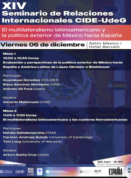 Cartel del XIV Seminario de Relaciones Internacionales CIDE-UdeG Cartel del XIV Seminario de Relaciones Internacionales CIDE-UdeG