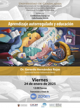 Cartel de la Conferencia inaugural del ciclo escolar 2025A de la Maestría en Investigación Educativa