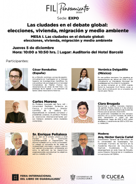 Cartel de la Mesa: Las ciudades en el debate global: Elecciones, vivienda, migración y medio ambiente