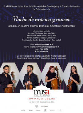 Cartel de Noche de música y museo en el MUSA