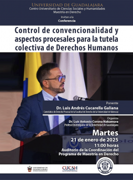 Cartel de la Conferencia: Control de convencionalidad y aspectos procesales para la tutela colectiva de Derechos Humanos