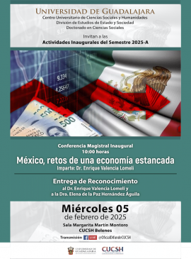 Cartel de la Conferencia magistral: México, retos de una economía estancada