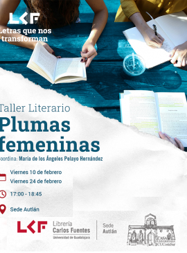 Cartel del Taller literario “Plumas femeninas”