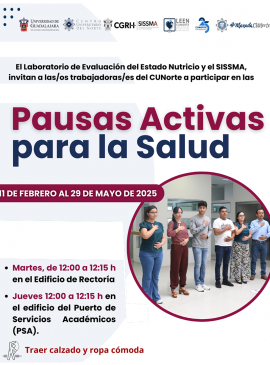 Cartel de las Pausas activas para la salud en el CUNorte