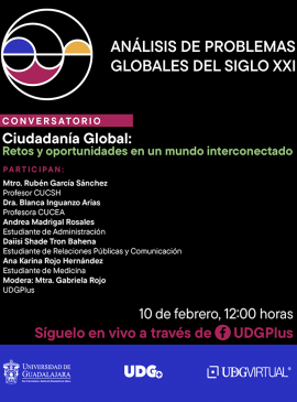 Cartel del Conversatorio: Ciudadanía global: Retos y oportunidades en un mundo interconectado