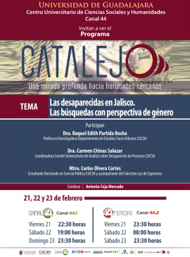 Cartel del Programa Catalejo: "Las desaparecidas en Jalisco. Las búsquedas con perspectiva de género"