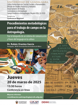 Cartel de la Conferencia magistral: Procedimientos metodológicos para el trabajo de campo en la Antropología