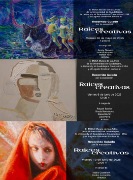 Carteles de los  Recorridos guiados por la exposición: Raíces creativas