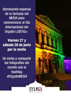 Cartel de Iluminación especial de la fachada del MUSA para conmemorar el Día Internacional del Orgullo LGBTIQ+ Cartel de Iluminación especial de la fachada del MUSA para conmemorar el Día Internacional del Orgullo LGBTIQ+