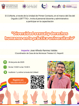 Cartel de la Jornada sobre diversidad sexual y derechos humanos en la práctica universitaria