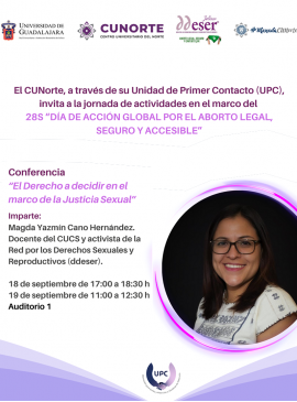 Cartel de la Conferencia El derecho a decidir en el marco de la justicia sexual