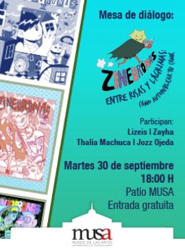 Cartel de la Mesa de diálogo: "Zineuronas entre risas y lágrimas: Cómo autopublicar tu cómic" Cartel de la Mesa de diálogo: "Zineuronas entre risas y lágrimas: Cómo autopublicar tu cómic"