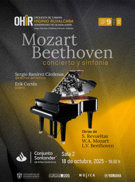 Cartel OHIR programa 9: Mozart-Beethoven: Concierto y sinfonía