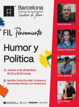 Cartel de FIL Pensamiento. Charla: Humor y política