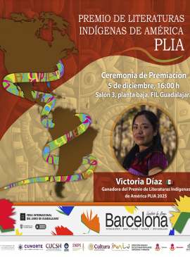 Cartel de la Ceremonia de premiación del Premio de Literaturas Indígenas de América, PLIA 2025