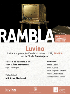 Cartel de la Presentación del número 121 de la Revista Luvina "RAMBLA"
