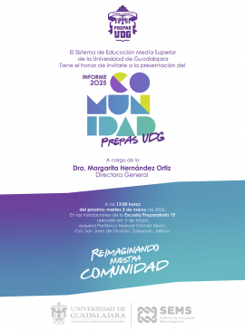 Cartel de la Presentación del informe 2025 a cargo de la doctora Margarita Hernández Ortiz, Directora General del SEMS