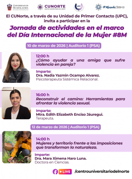 Cartel de la Jornada de actividades en el marco del Día Internacional de la Mujer #8M en el CUNorte