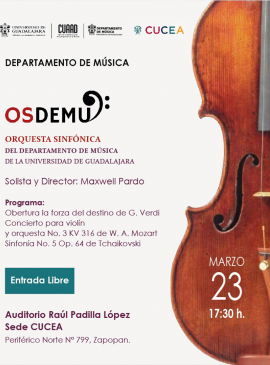 Cartel de la Orquesta Sinfónica del Departamento de Música de la Universidad de Guadalajara