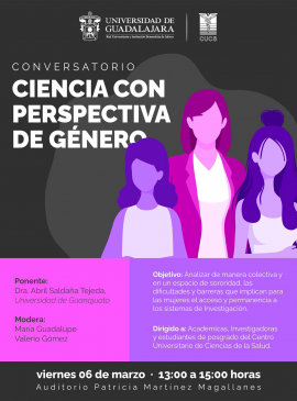 Cartel del Conversatorio: Ciencia con perspectiva de género