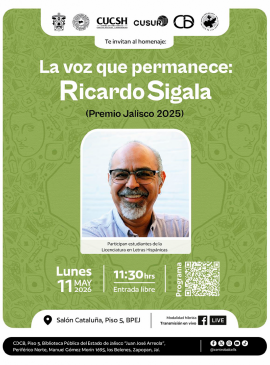 Cartel del Homenaje: "La voz que permanece: Ricardo Sigala (Premio Jalisco 2025)"