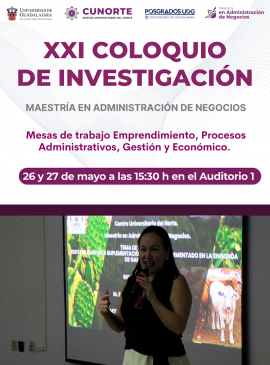 Cartel del XXI Coloquio de Avances de Investigación de la Maestría en Administración de Negocios